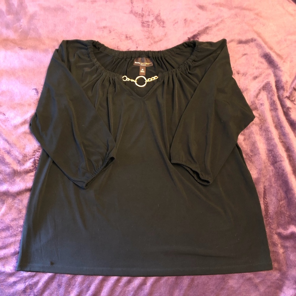 Classy Dana Buchman 3/4 sleeve shirt, black, 0X.